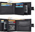 Skórzany cienki portfel na kartę kredytową RFID Eono by Amazon widok w środku.