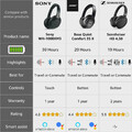 Słuchawki bezprzewodowe Sony WH-1000XM3 widok parametrów