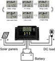 Solarny regulator ładowania PWN 12/24V 30A LMS2430 widok schematu podłączeń