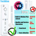 TechKen 2x Wii Remote Plus z Motion Plus + 2x Nunchuk – zestaw kontrolerów, biały