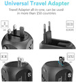 Uniwersalny adapter podróżny konwerter zasilacza UPPEL USB 3A Quick Charge 3.0 widok gniazd