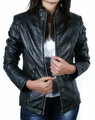 Urban leather modna skórzana kurtka damska czarna M RT01 widok z przodu rozpięta