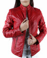 Urban leather modna skórzana kurtka damska czerwona M RT01 widok z przodu rozpięta