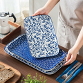 vancasso Selene01 – zestaw 3 porcelanowych półmisków prostokątnych, kobalt