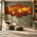 Visario Mapa świata vintage 160x80 cm – 5-częściowy obraz na płótnie, brąz i ochra – zdjęcie 2