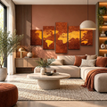 Visario Mapa świata vintage 160x80 cm – 5-częściowy obraz na płótnie, brąz i ochra – zdjęcie 3