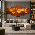 Visario Mapa świata vintage 160x80 cm – 5-częściowy obraz na płótnie, brąz i ochra – zdjęcie 4