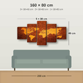 Visario Mapa świata vintage 160x80 cm – 5-częściowy obraz na płótnie, brąz i ochra – zdjęcie 5