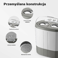 Wiltec pralka wirnikowa z wirówką – mini pralka turystyczna, 2 komory, szara