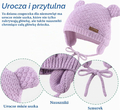 XIAOHAWANG – zimowa czapka niemowlęca z uszkami misia i nausznikami, lawendowa