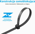 XINGO Opaski kablowe nylonowe 400 mm, czarne, 100 szt. – zdjęcie 3