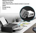 Yunir Sieciowy serwer druku USB 2.0 LAN, obsługa 256 GB – zdjęcie 3