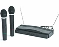 Zestaw dwa mikrofony bezprzewodowe karaoke k&k AT-306 widokz przodu
