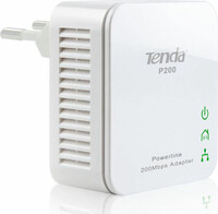 Adapter sieciowy wzmacniacz sygnału Tenda P200 PowerLine widok z przodu