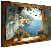 Alptiny oprawiony obraz na płótnie 30 x 40 cm – śródziemnomorski widok z okna
