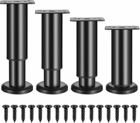 ANBEEISS regulowane nóżki meblowe 12–18 cm – 4 szt., czarne, stal