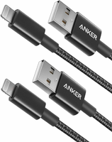 Anker kabel USB-A Lightning 2 szt. 1 m, nylon, MFi, czarny