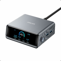 Anker Prime 250 W A2345 – biurkowa ładowarka GaN 6 portów z wyświetlaczem, srebrna