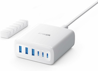 Anker stacja ładująca 6 portów 112 W – 3× USB-C, 3× USB-A, biała