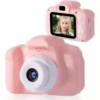 Aparat cyfrowy kamera dla dzieci HD 1080P różowy widok z przodu