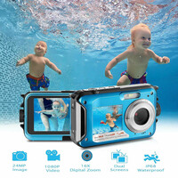 Aparat wodoodporny sportowy Aurho 24Mpx FHD LCD widok w basenie
