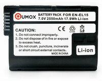 Bateria akumulator do aparatu Nikon Qumox EN-EL15 2550mAh 7V widok z tyłu