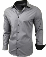 Baxboy B-44 koszula męska elegancka slim fit – łatwa w prasowaniu, szara
