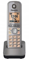Bezprzewodowy telefon stacjonarny Panasonic KX-TGA672EX srebrny widok z przodu.