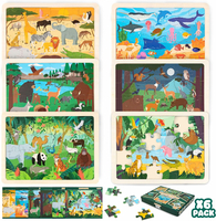 BONNYCO Drewniane puzzle Zwierzęta świata – 6 zestawów po 24 elementy