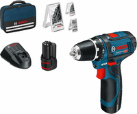 Bosch Professional GSR 12V-15 2x2,0 Ah – wiertarko-wkrętarka z osprzętem 39 szt.