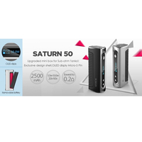 Box Mod SMISS Saturn 50 2500mAh 0.2Ohm 50W srebrny widok z przodu./