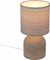 BRILONER Lampa Stołowa z Abażurem – ceramiczna podstawa, brąz
