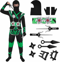 BSBUY Kostium Ninja dla dzieci, zielony, uniseks, 13 elementów