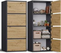 CDF wysoka szafka 4 drzwi 50 x 40 x 119 cm – antracyt / dąb artisan