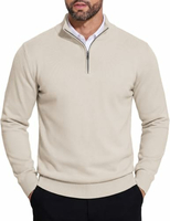 COOFANDY sweter męski z golfem na zamek 1/4, beżowy