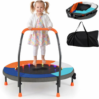 COSTWAY Trampolina dla dzieci 90 cm z LED - składana, ciemnoniebieska