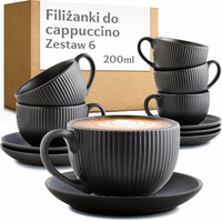 Cosumy zestaw 6 filiżanek do cappuccino 200 ml ze spodkami, czarne