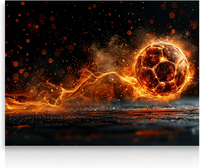 Dazzlewall plakat sportowy piłka nożna w płomieniach 30 x 40 cm