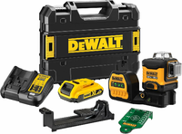 DeWALT DCE089D1G laser 3 x 360 stopni, zielona wiązka 12V – akumulator 2 Ah, walizka