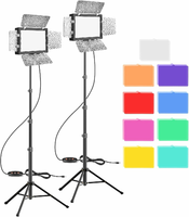 EMART Zestaw 2 lamp wideo LED z barndoor i filtrami - oświetlenie studyjne
