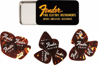 Fender kostki gitarowe celuloidowe - zestaw 12 sztuk, puszka kolekcjonerska