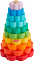Fisher-Price Drewniana piramidka Kolorowe kwiatki, 10 elementów