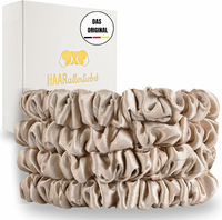 Gumki do włosów HAARallerliebst, jedwabne Scrunchie, zestaw 4 szt., beżowe