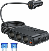 Hoembpn Rozdzielacz zapalniczki samochodowej 3x12V + 4x USB, woltomierz LED