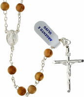 Holyart różaniec z drewna oliwnego i srebra 925 – medalik Matka Boska Cudowna