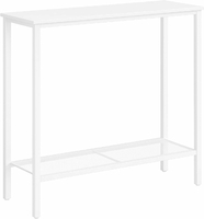 HOOBRO stolik konsolowy 75 cm z półką – wąska konsola do przedpokoju, biała