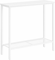 HOOBRO stolik konsolowy 75 cm z półką – wąska konsola do przedpokoju, biała