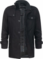 Indicode Brandon płaszcz męski wełniany, krótki, stójka, czarny, 3XL