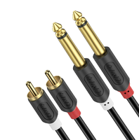 J&D kabel 2x jack 6,35 mm na 2x RCA, 4,5 m, pozłacany