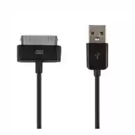 Kabel do transmisji danych iPhone 4 iPod iPad 1m USB 2.0-Lightning czarny widok z przodu.